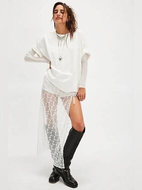 Free People Lace Wrapped Sarong embroidered Sheer